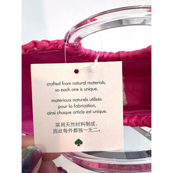 NWT Kate Spade New York Watermelon Small Tote Pink Multi Handwoven - Picture 5 of 7
